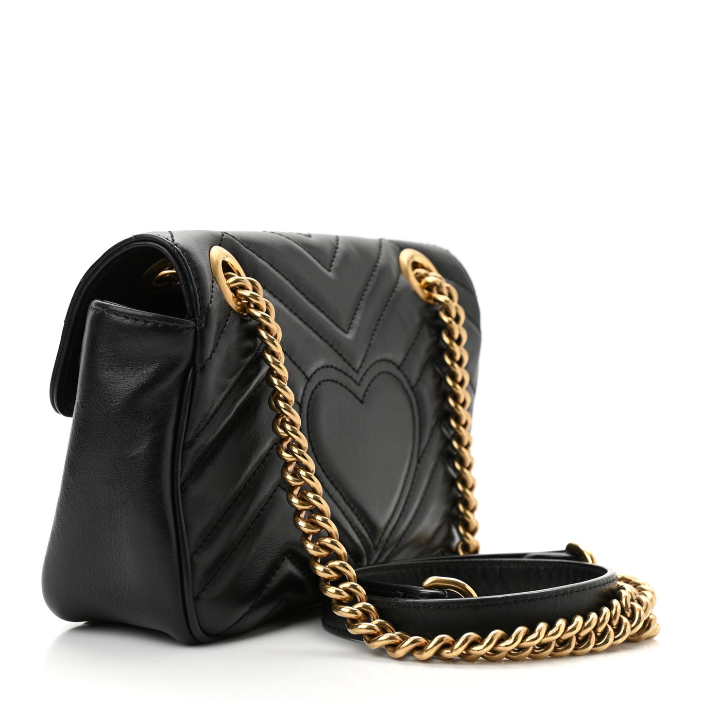 Calfskin Matelasse Mini GG Marmont Shoulder Bag Black