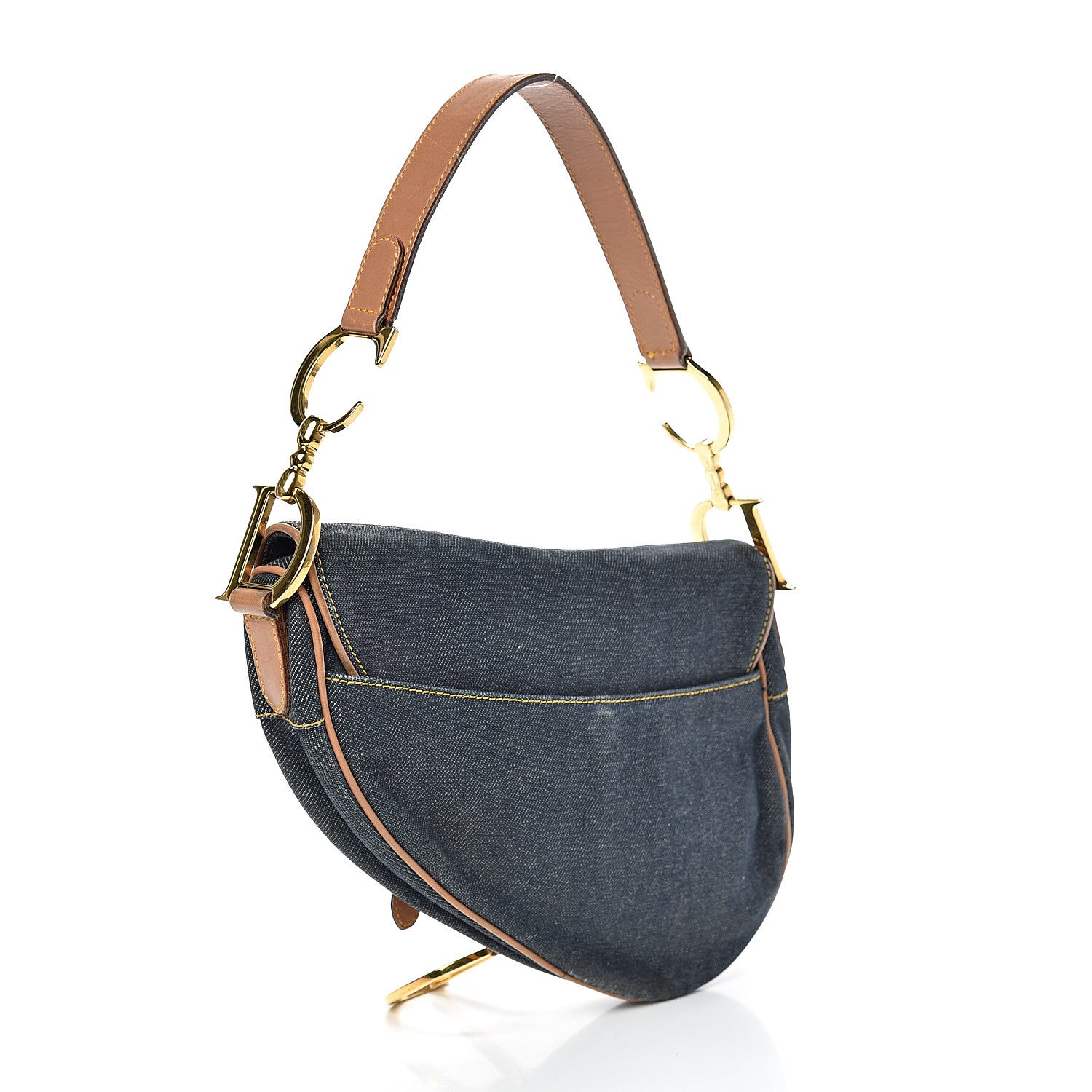 Christian Dior Denim Calfskin Saddle Bag Blue 2 of 13
