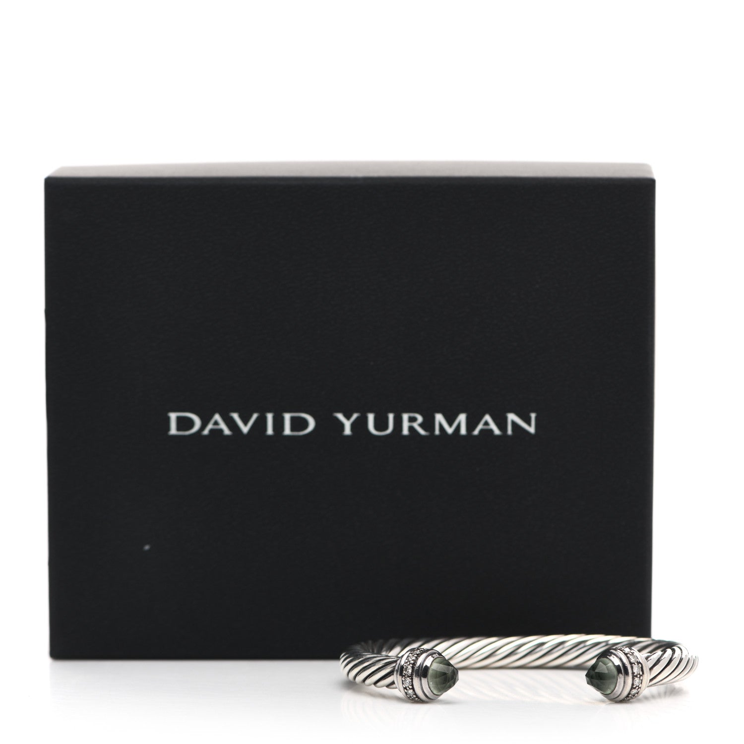 David Yurman Sterling Silver Diamond Prasiolite 7mm Cable Classics Bracelet 5 of 5