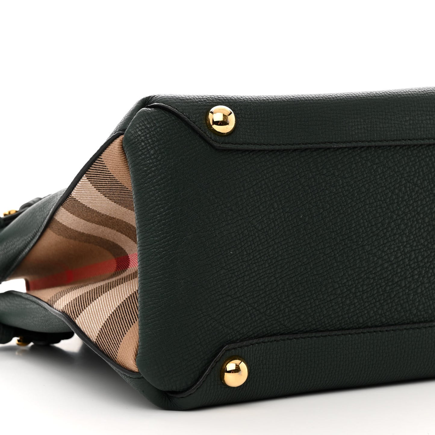 Derby Calfskin House Check Medium Banner Tote Dark Bottle Green