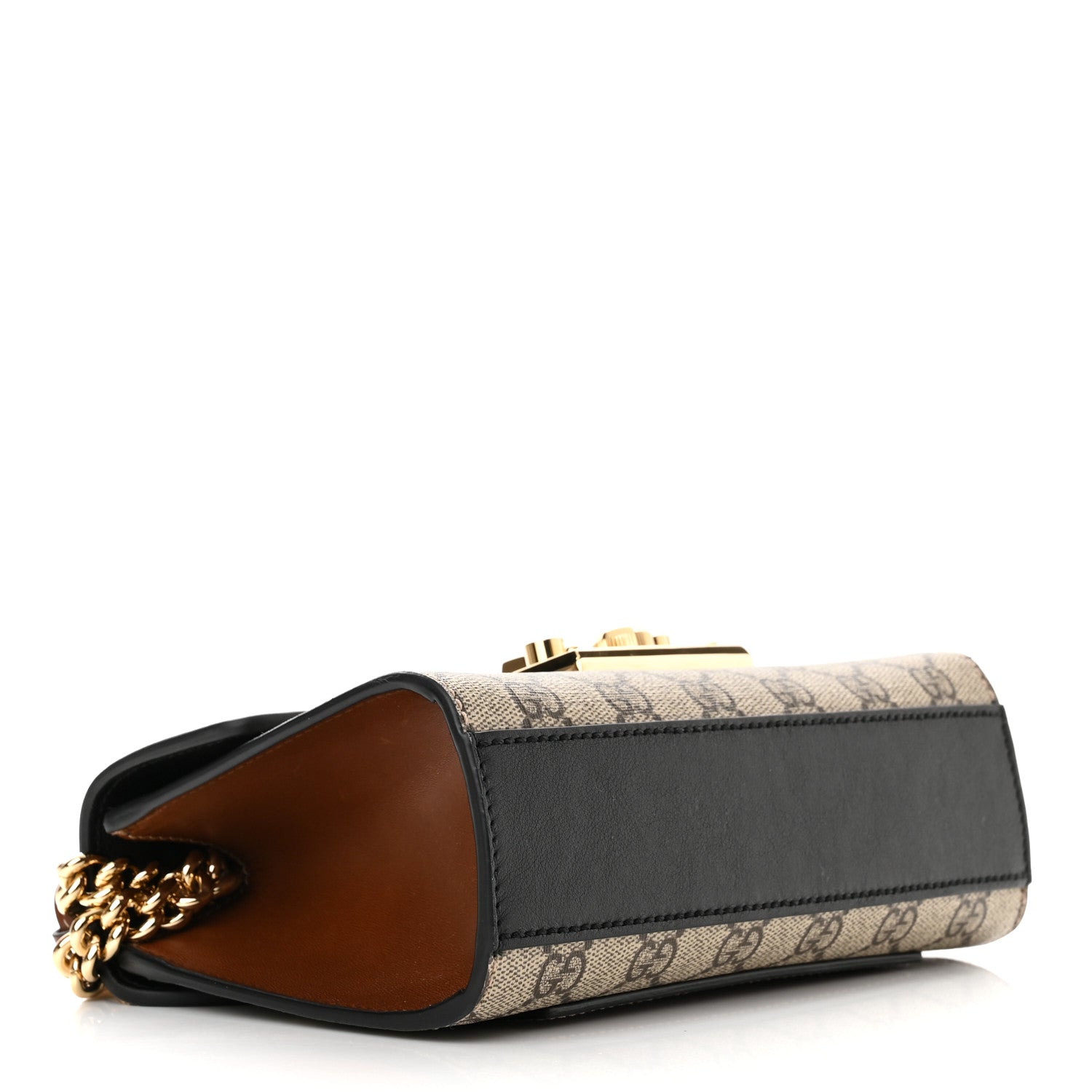 Gucci GG Supreme Monogram Calfskin Small Padlock Shoulder Bag Beige Black Cuir 3 of 10