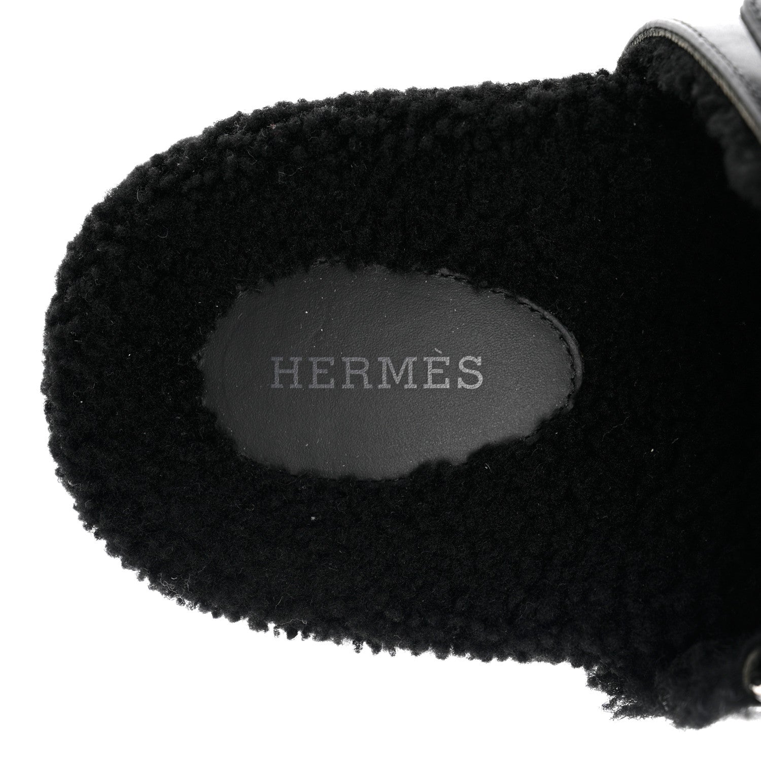 Hermes Calfskin Woolskin Mens Chypre Sandals 43 Black 6 of 8