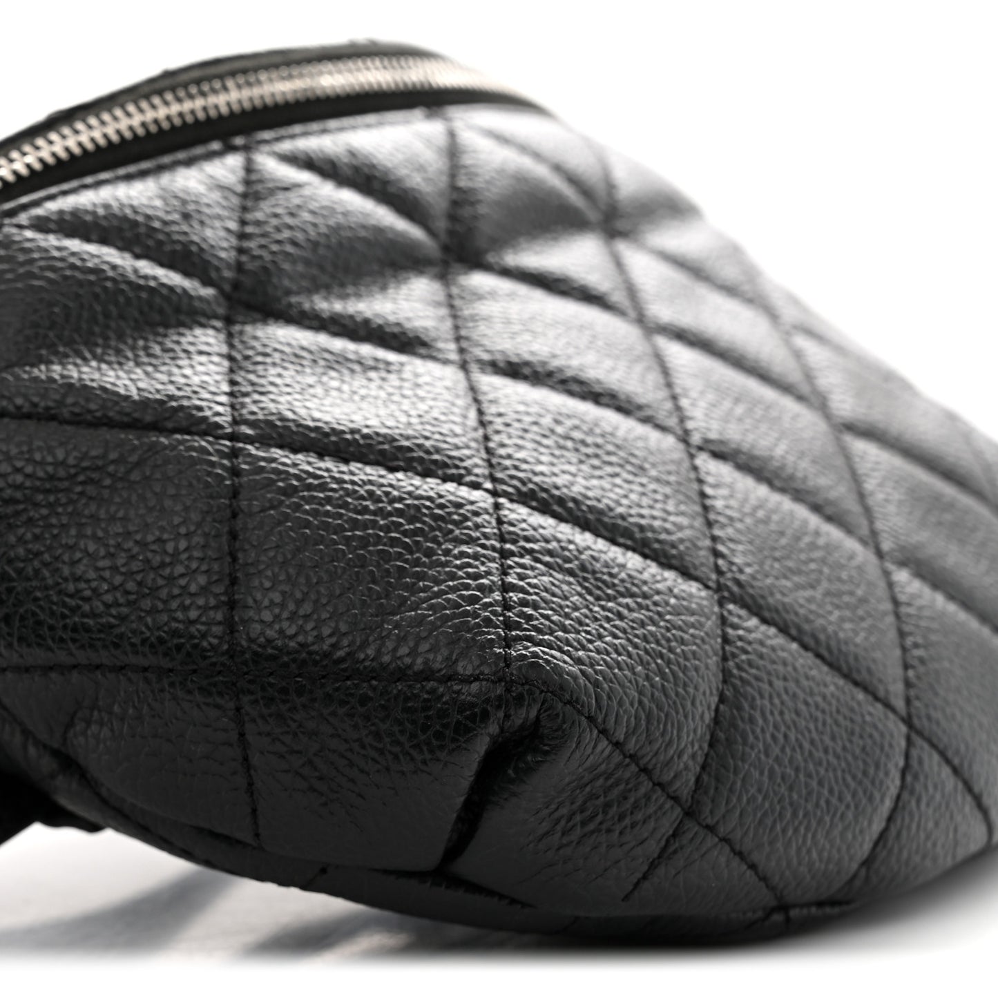 Grained Calfskin Quilted Waist Belt Bag Black