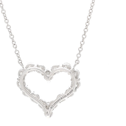 Tiffany Platinum Diamond Small Heart Pendant Necklace 4 of 7