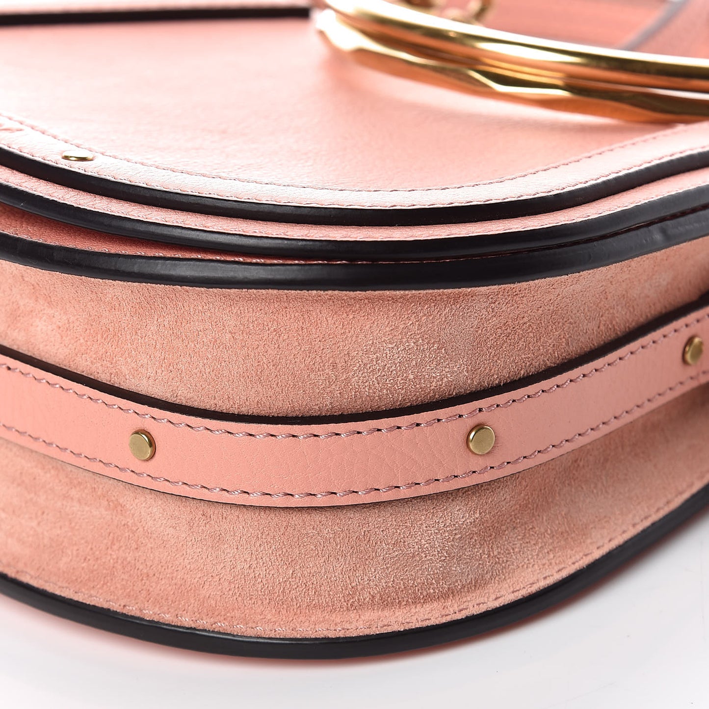 Calfskin Suede Small Nile Bracelet Bag Washed Pink