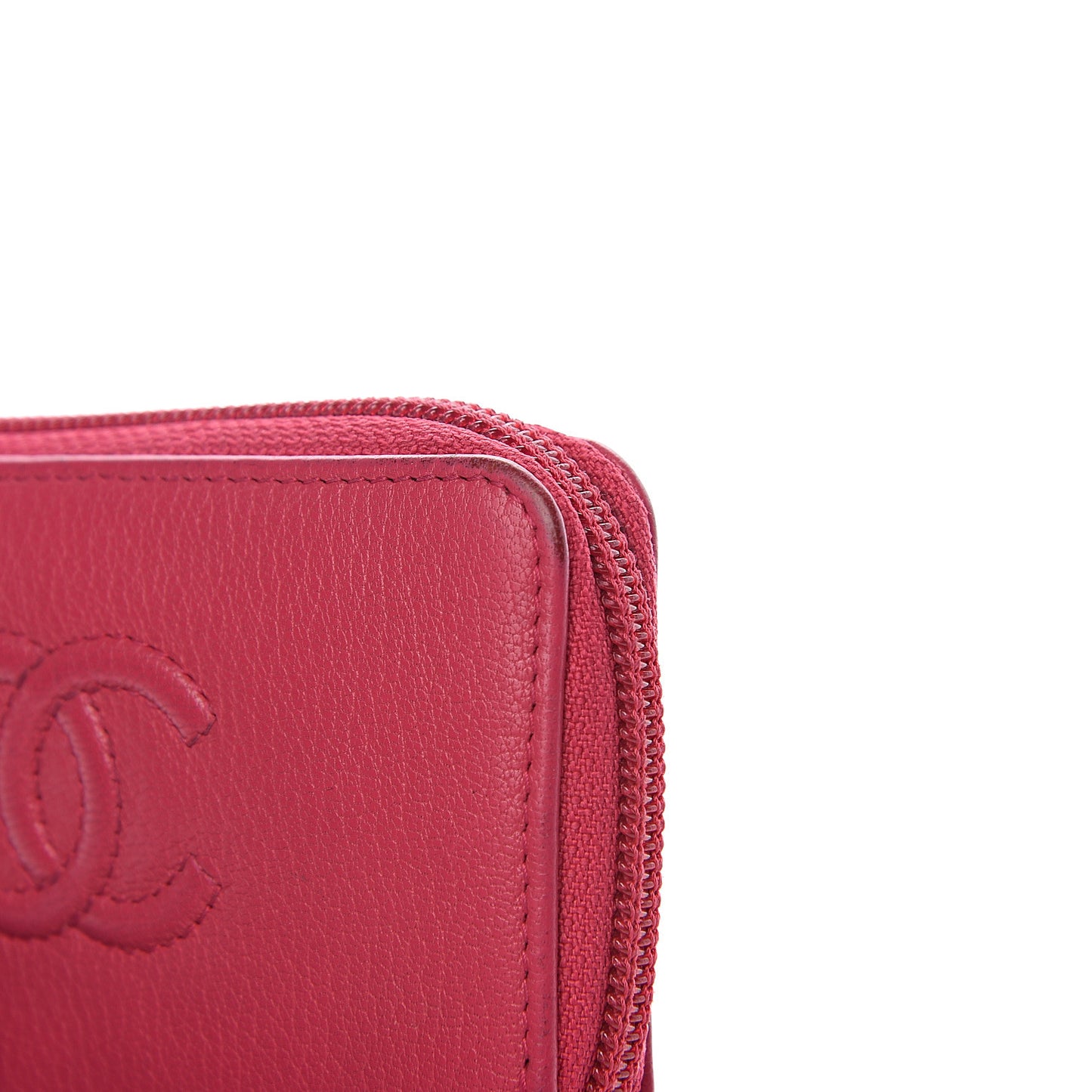 Calfskin Chain CC Key Holder Case Dark Pink