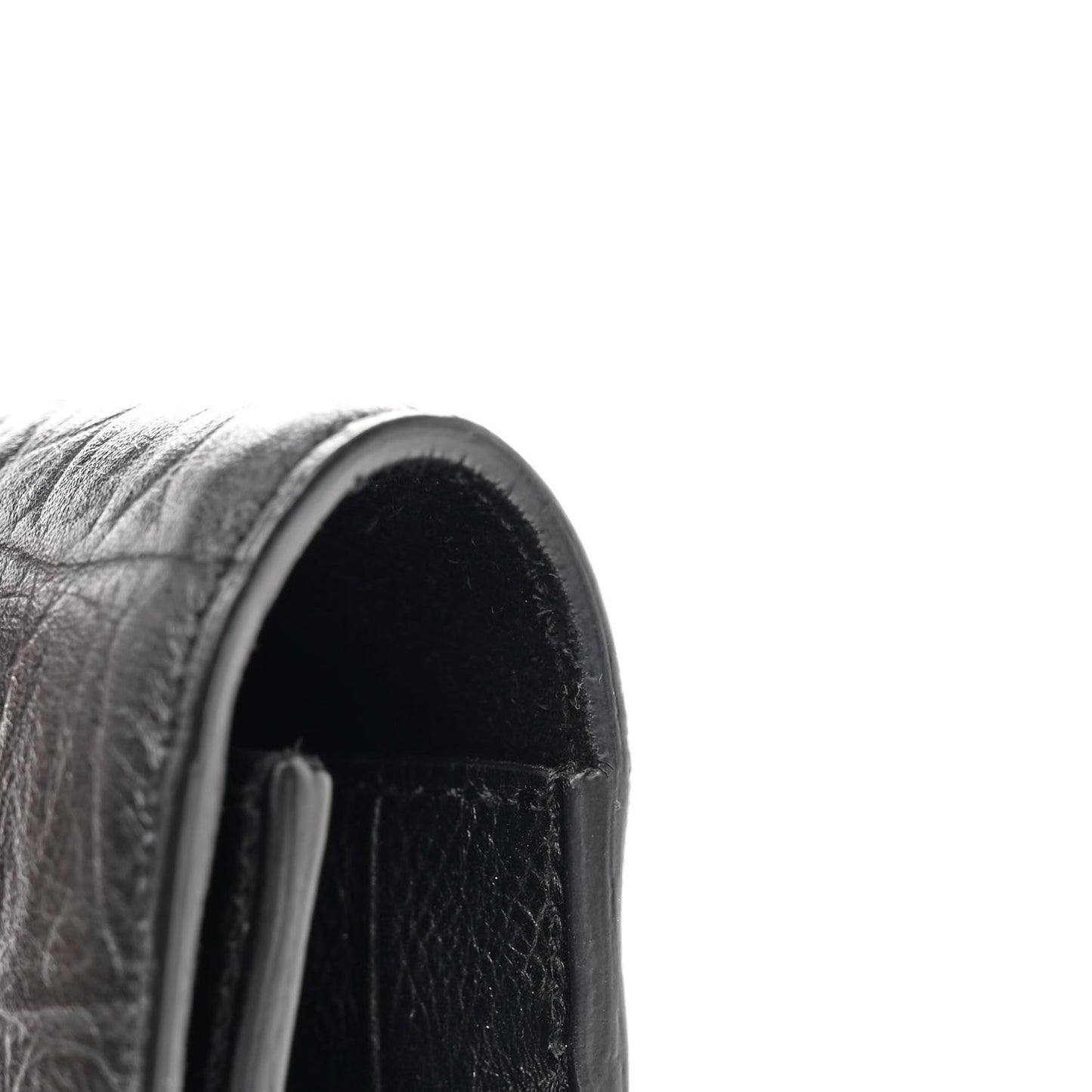 Calfskin Crocodile Embossed Classic Monogram Tassel Clutch Black