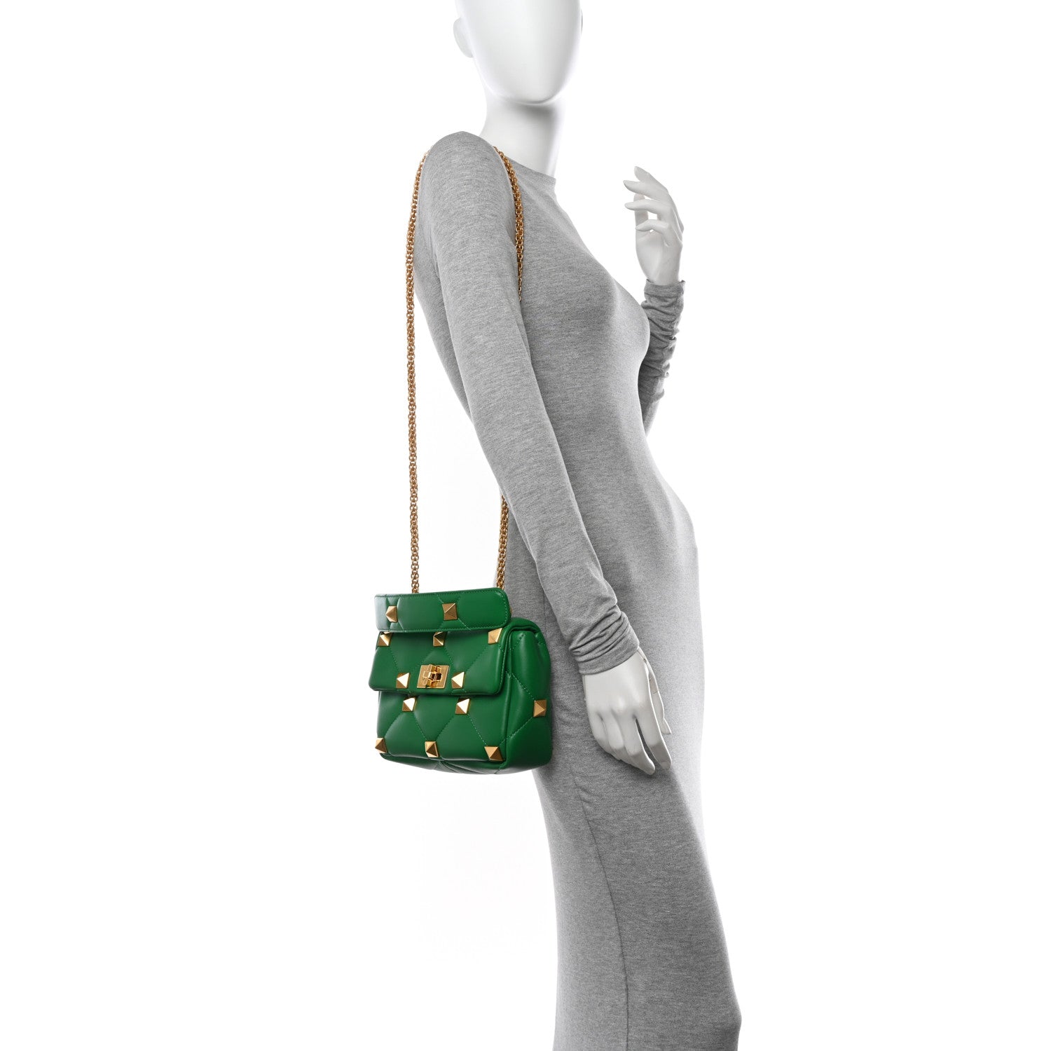Valentino Garavani Nappa Medium Roman Stud Shoulder Bag Gea Green 2 of 9