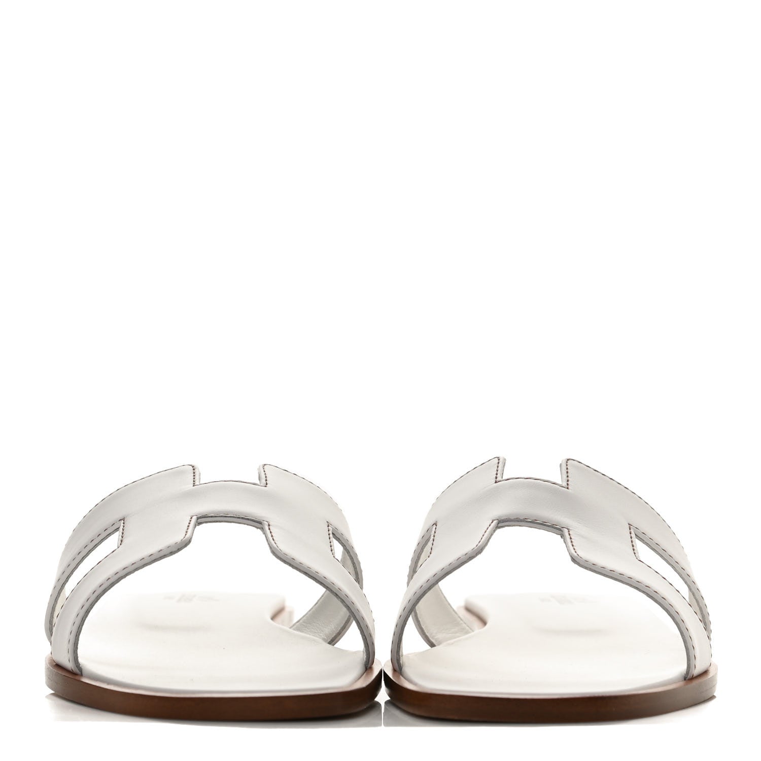 Hermes Box Calfskin Oran Sandals 37 White 2 of 10