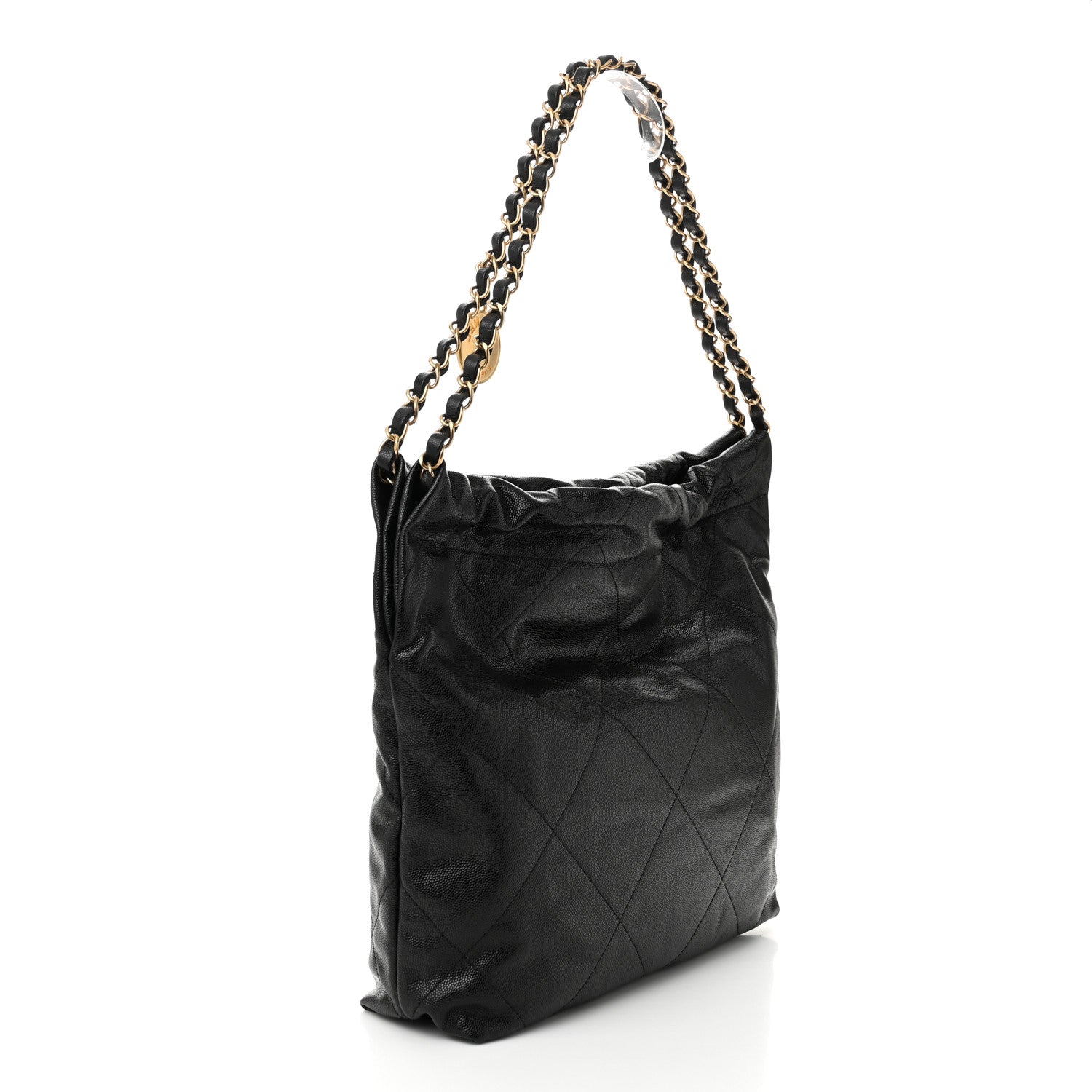 Chanel Shiny Caviar Quilted Monochrome Small Chanel 22 Black 4 of 11