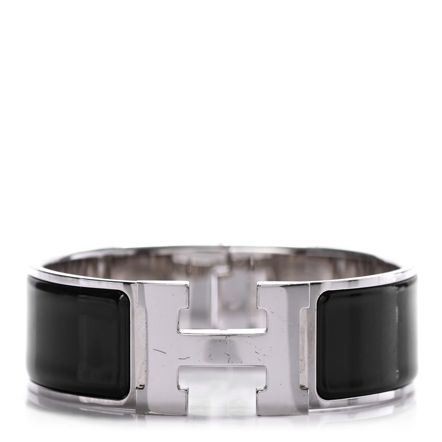 Hermes Enamel Wide Clic Clac H Bracelet GM Black 1 of 4