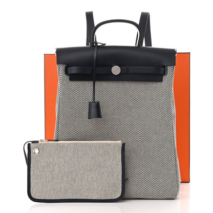 Hermes Criss Viking Vache Hunter Herbag a Dos Zip Retourne Backpack Ecru Bleu Indigo 14 of 14