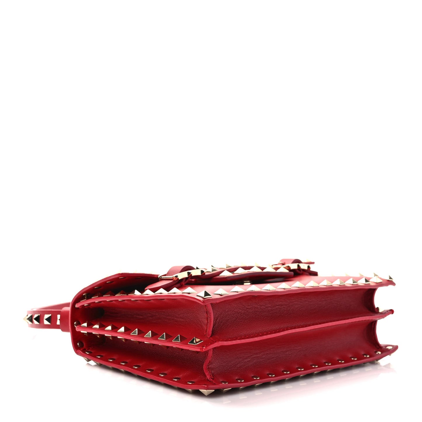 Calfskin Rockstud Flap Shoulder Bag Rosso Valentino