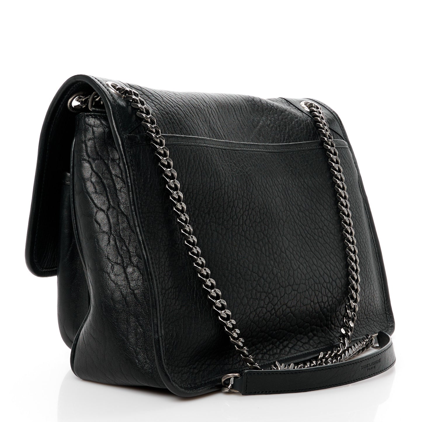Grained Lambskin Monogram Large Niki Chain Satchel Black