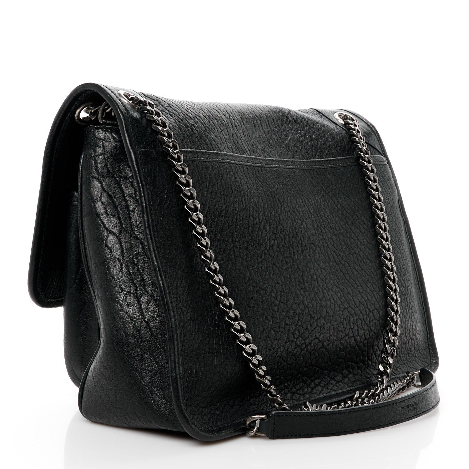 Saint Laurent Grained Lambskin Monogram Large Niki Chain Satchel Black 3 of 11