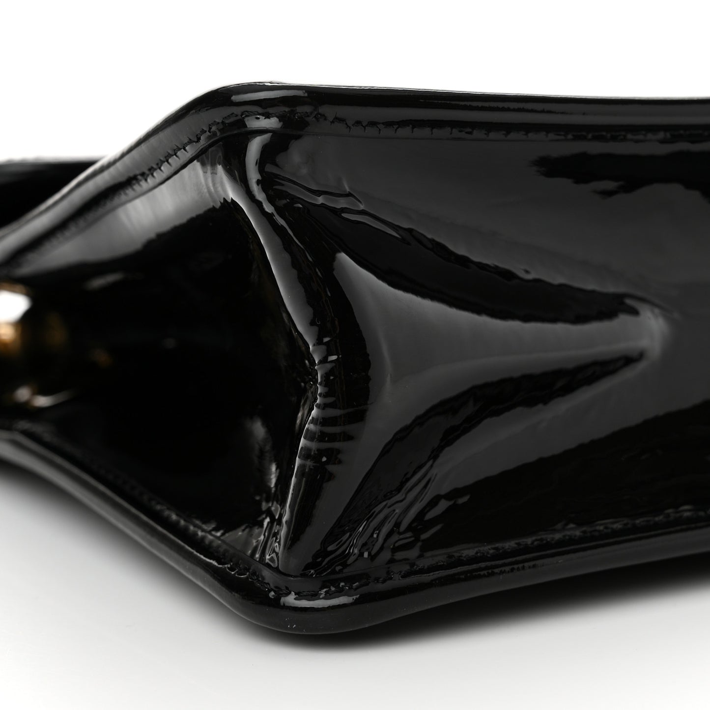 Patent Quilted Graphic Catch Flap Black