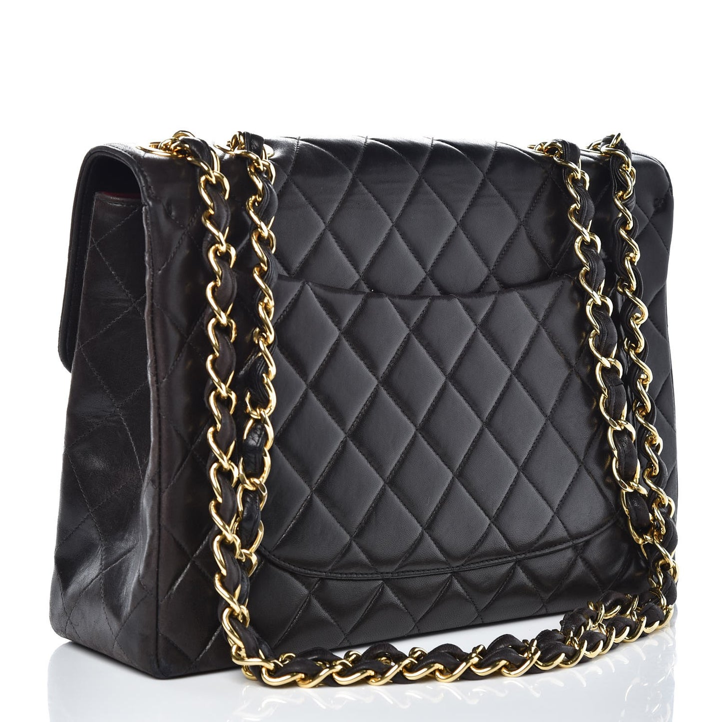 Lambskin Quilted Jumbo Single Flap Black