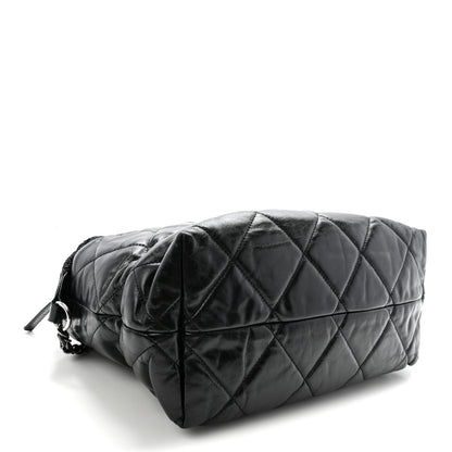 Chanel Glazed Calfskin Quilted Tweed Portobello Tote Black 4 of 10