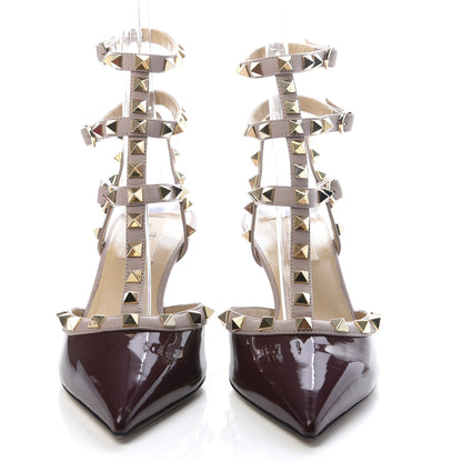 Valentino Garavani Patent Nappa Rockstud Ankle Strap 65mm Pumps 37 Rubin Poudre 3 of 8