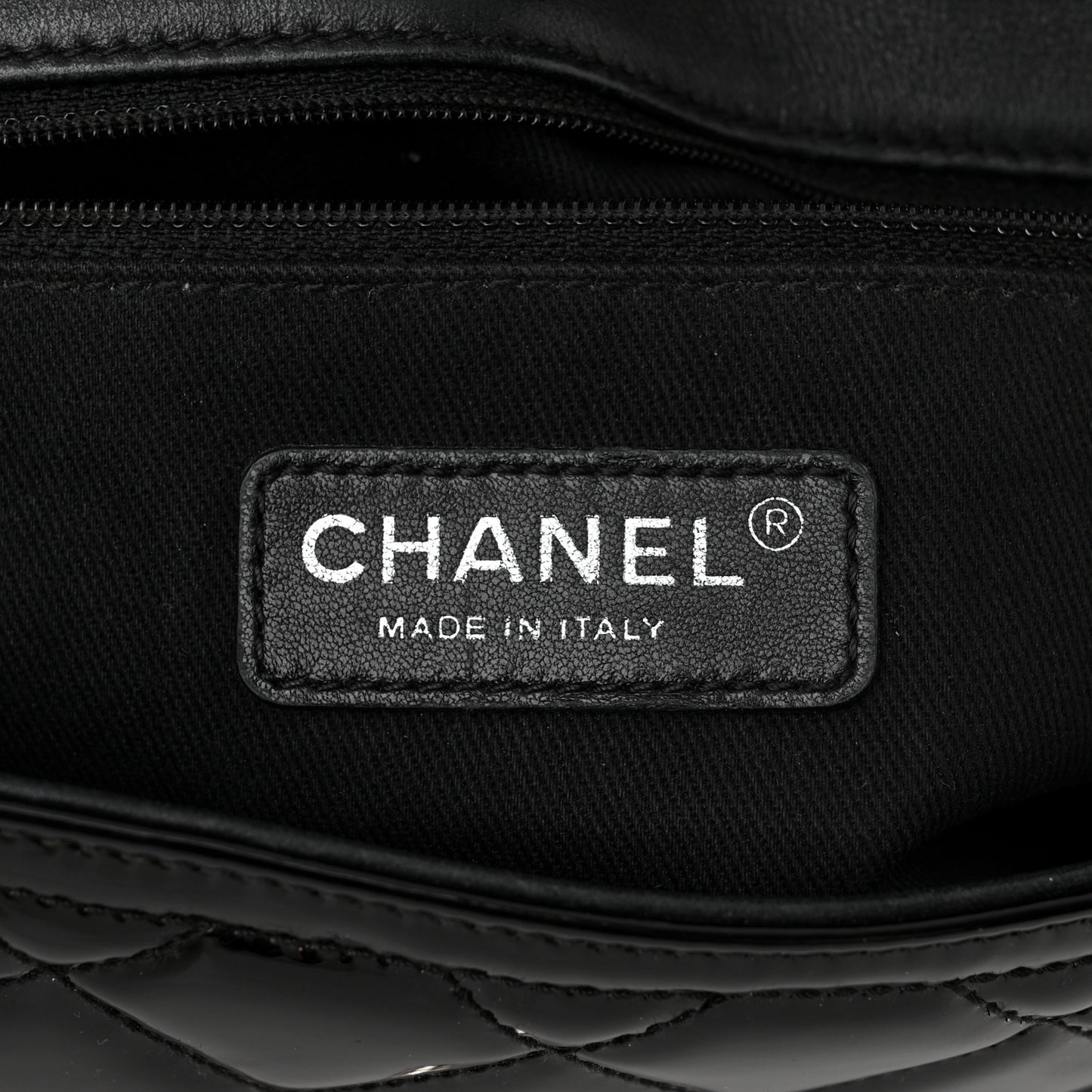 Patent Quilted Large Coco Shine Flap Black