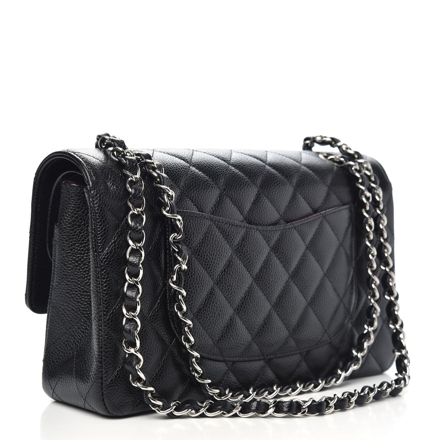 Caviar Quilted Medium Double Flap Black