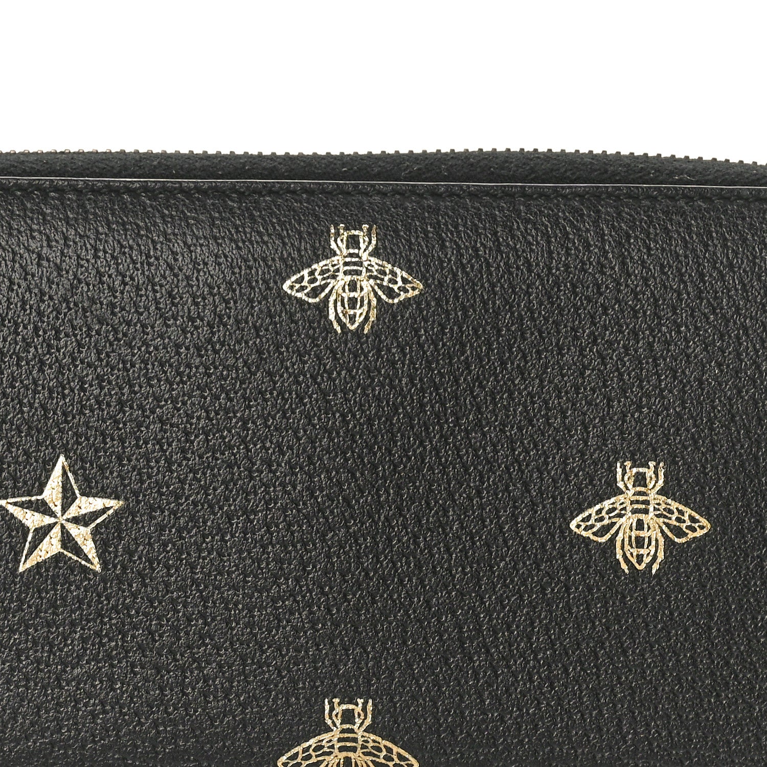 Gucci Dollar Calfskin Bee Star Zip Around Wallet Black 8 of 8