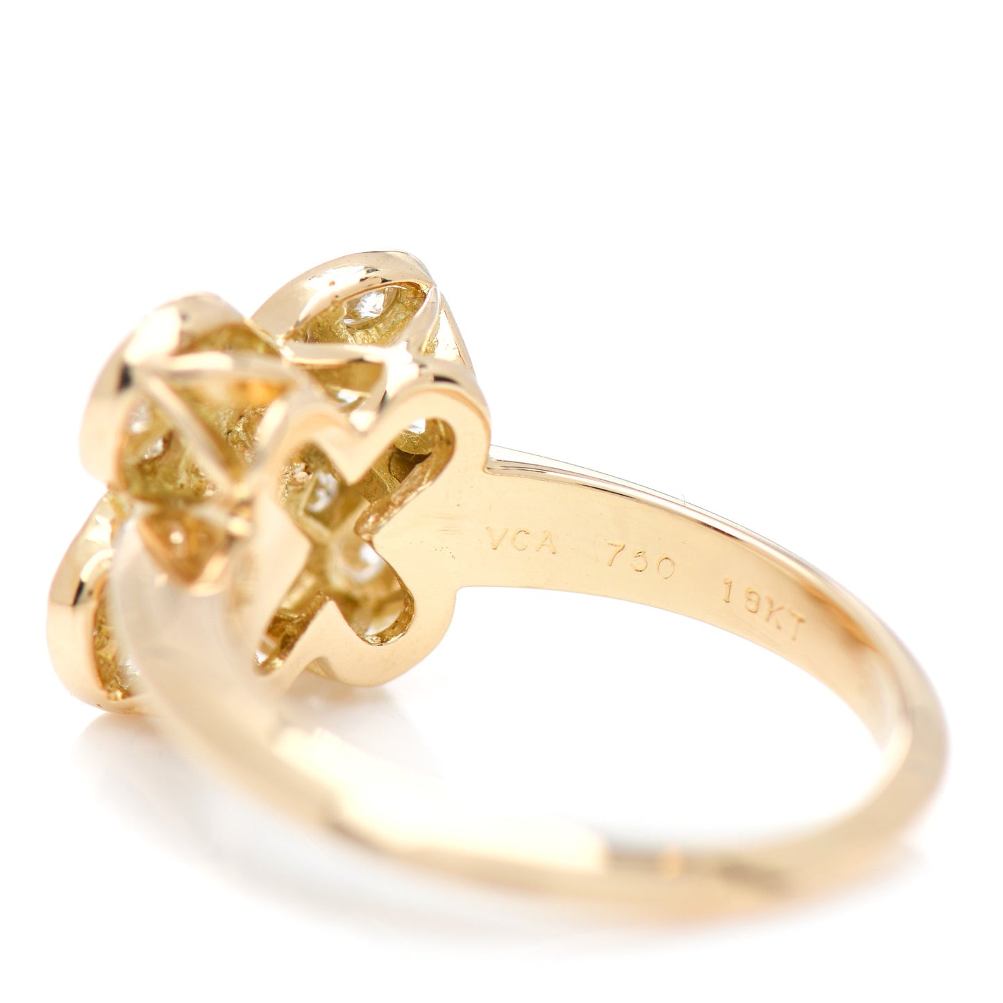 18K Yellow Gold Diamond Blue Sapphire Trefle Ring 50 5.25