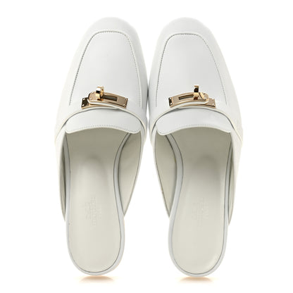 Hermes Calfskin Oz Mules 38 White 2 of 10