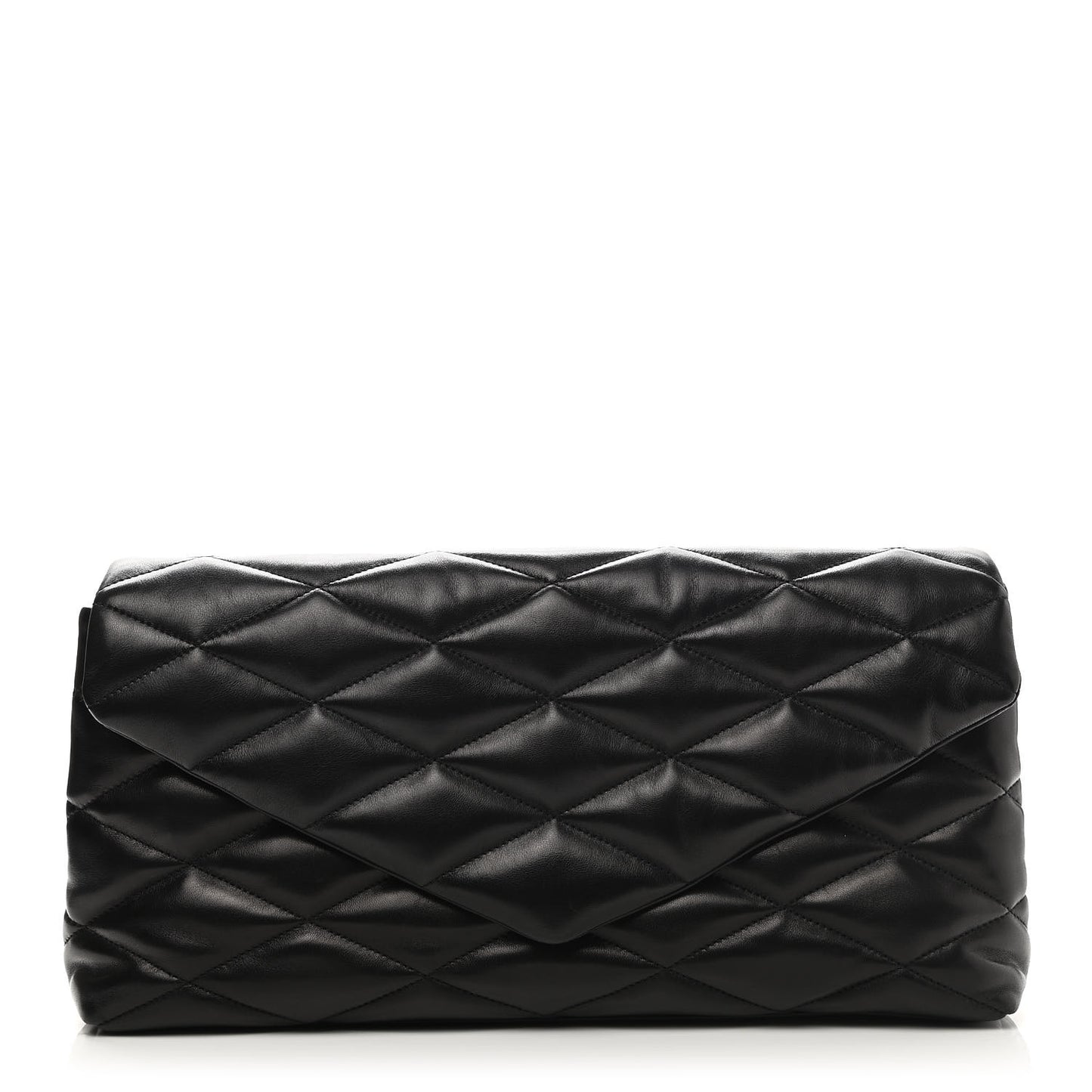 Lambskin Quilted Sade Puffer Envelope Clutch Black