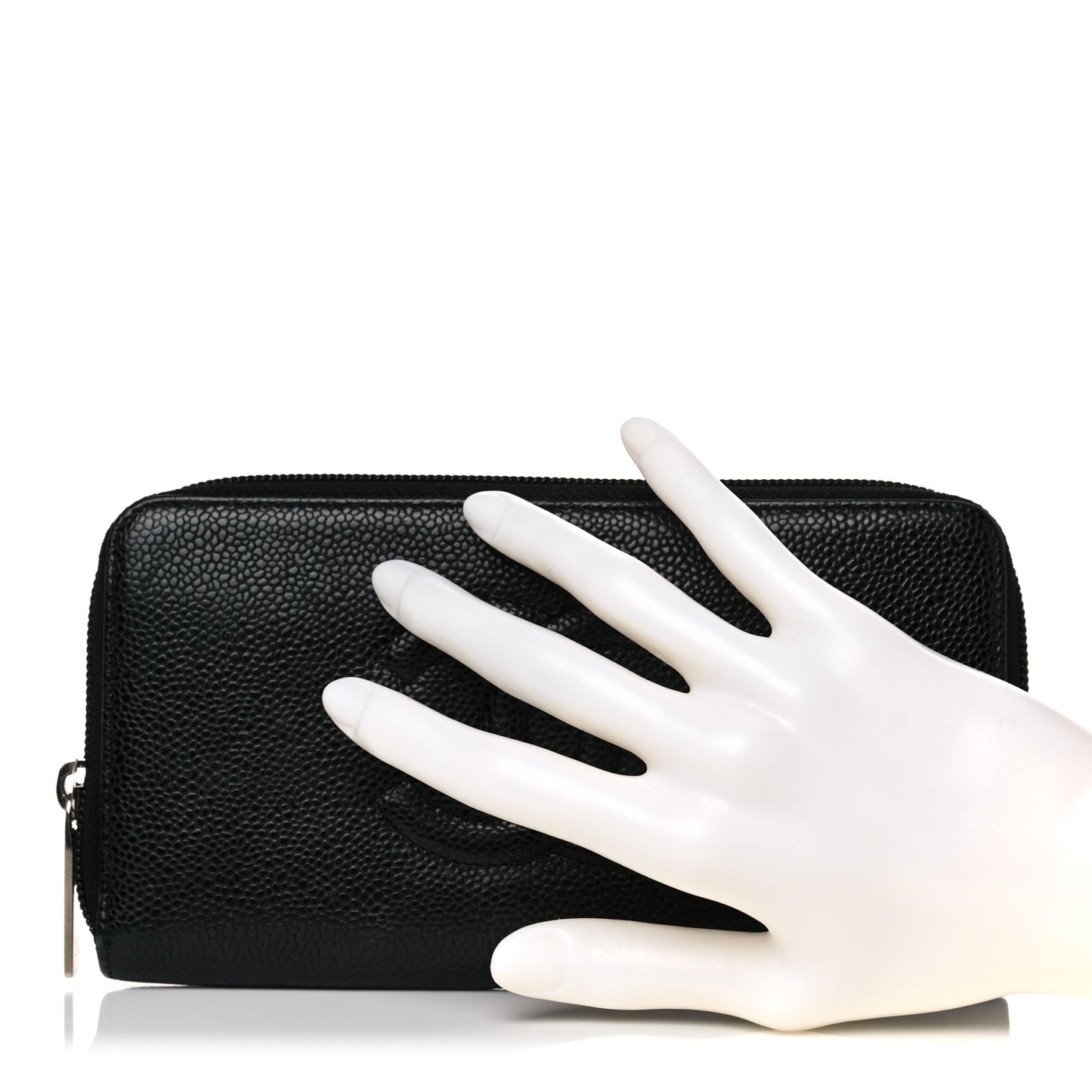 Caviar Large Timeless CC Zip Around Wallet Black