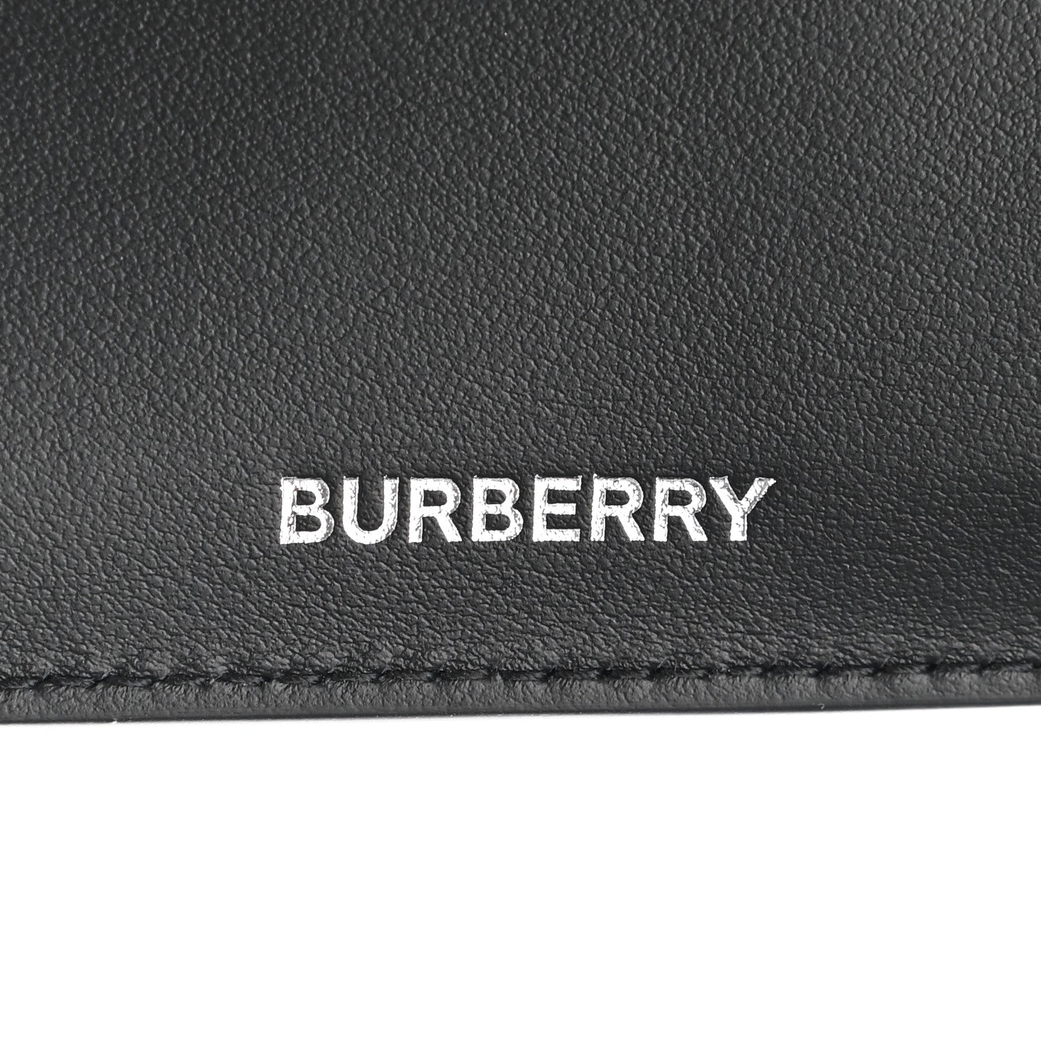 Burberry Calfskin Embossed Monogram Bi-Fold Wallet Black White 6 of 6