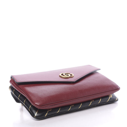 Gucci Calfskin Diagonal GG Medium Thiara Double Envelope Shoulder Bag Black Red 5 of 13