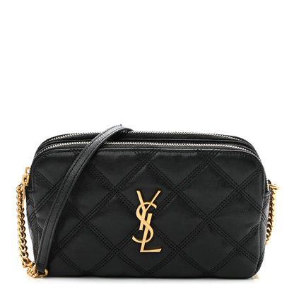 Saint Laurent Grained Lambskin Quilted Mini Becky Double Zip Bag Black 1 of 12