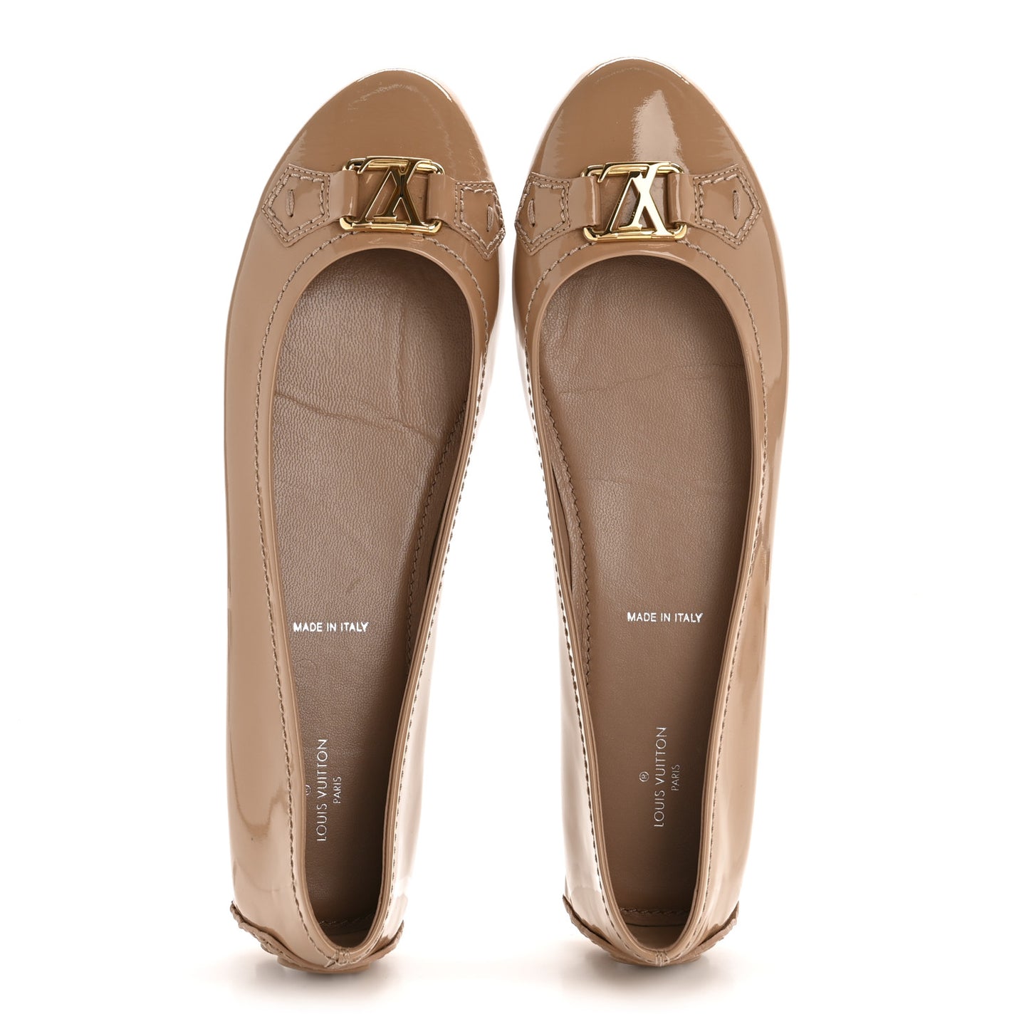 Patent Calfskin Womens Oxford Ballerina Flats 40.5 Rose Poudre