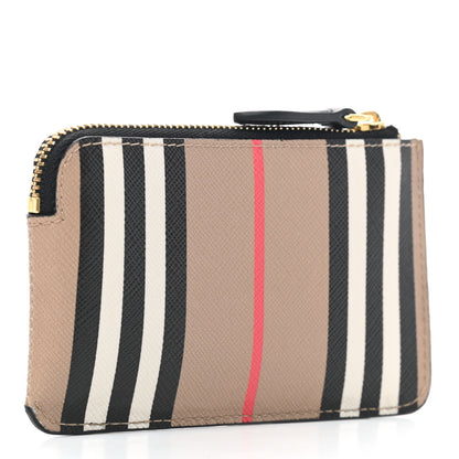 Burberry E-Canvas Calfskin Icon Stripe Zip Coin Case Archive Beige 3 of 6