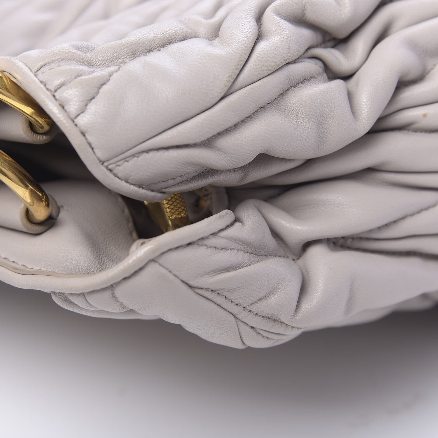 Miu Miu Nappa Matelasse Bauletto Top Handle Bowler Pomice 14 of 24