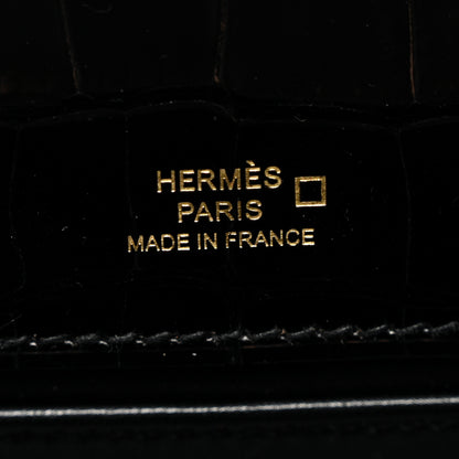 Hermes Shiny Alligator Kelly Pochette Black 6 of 8