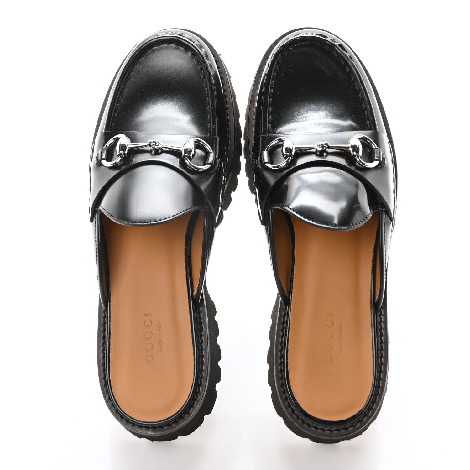 Gucci Magnum Calfskin Womens Horsebit Platform Mules 39.5 Black 38 Black 2 of 9
