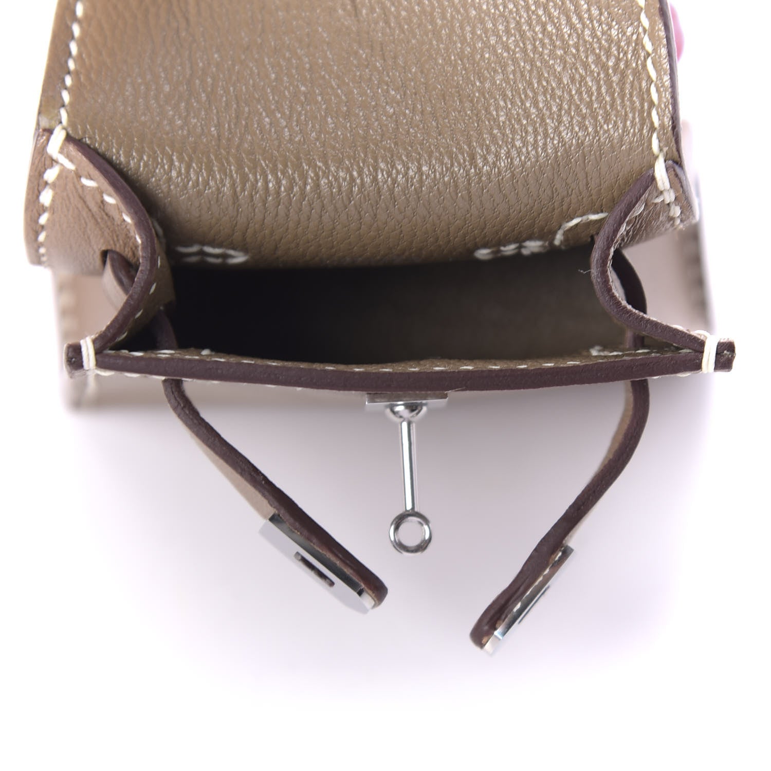 Hermes Tadelakt Mini Kelly Twilly Bag Charm Etoupe 4 of 6