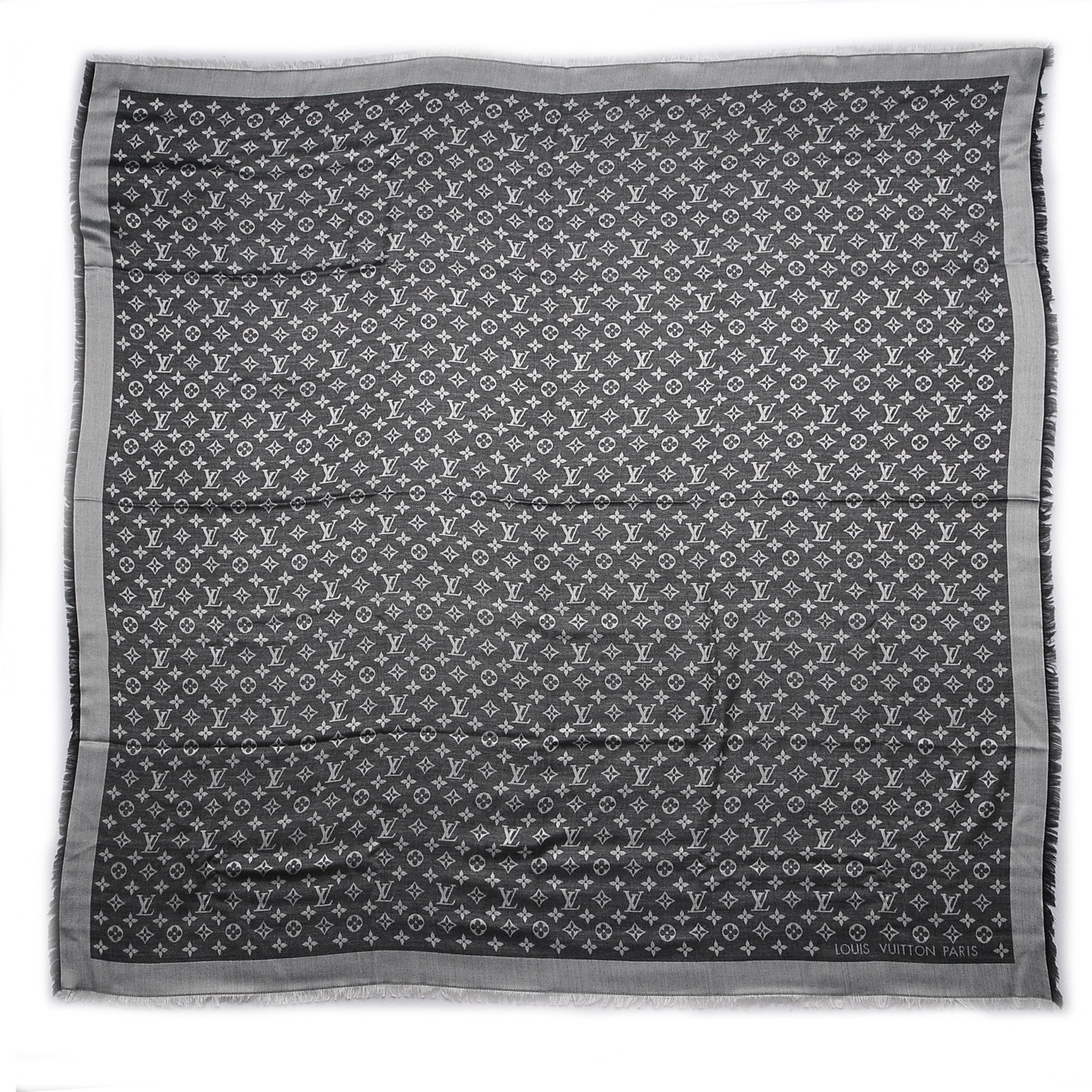 Louis Vuitton Silk Wool Monogram Denim Shawl Black 1 of 5