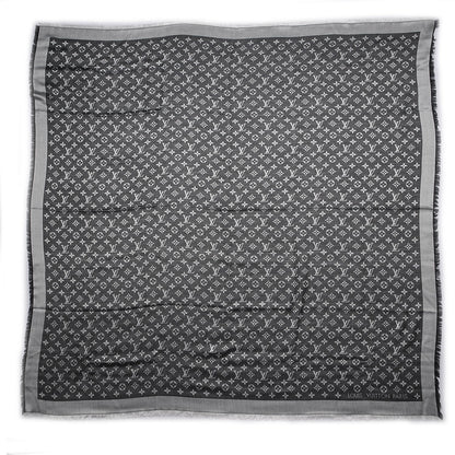 Louis Vuitton Silk Wool Monogram Denim Shawl Black 1 of 5