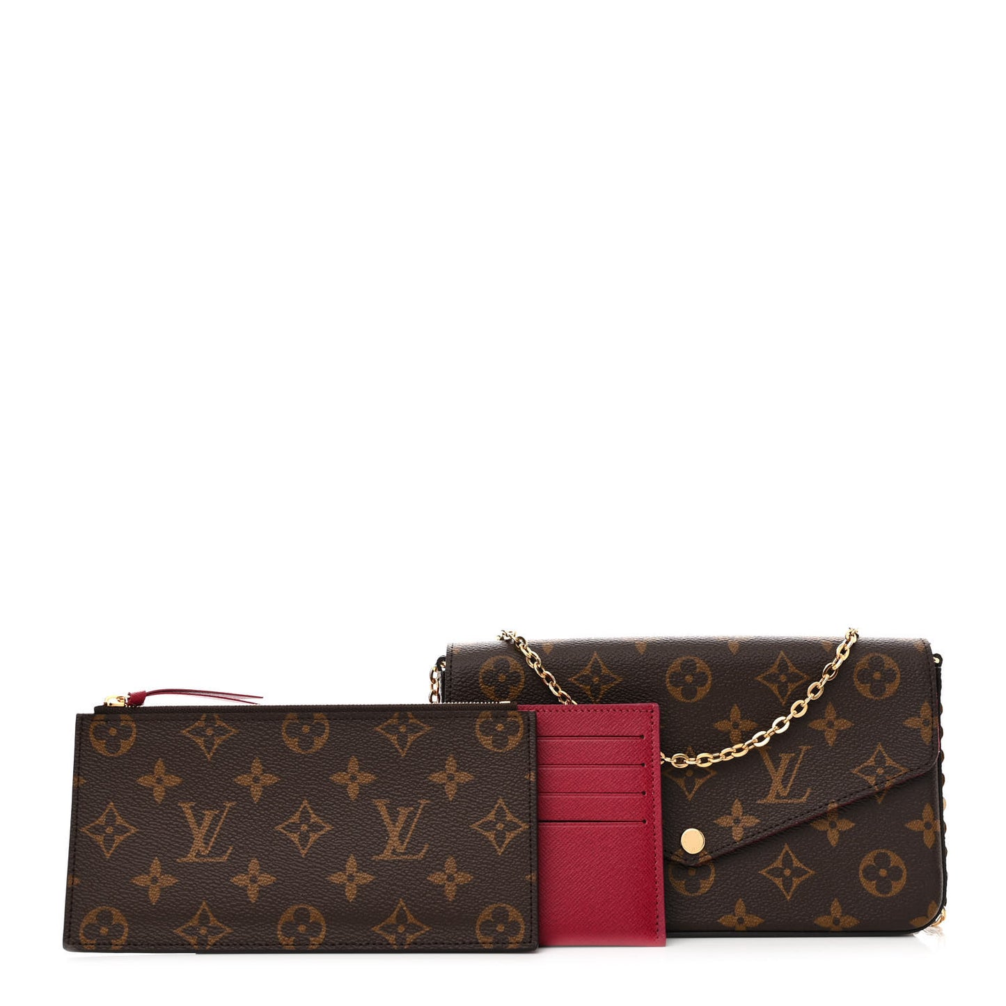 Monogram Pochette Felicie Chain Wallet Fuchsia