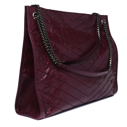 Saint Laurent Crinkled Calfskin Matelasse Monogram Niki Shoulder Bag Rouge Legion 3 of 8