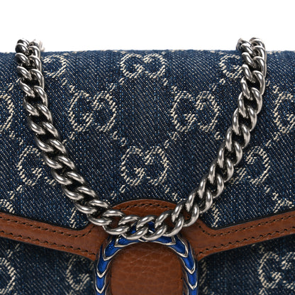 Gucci New Denim GG Monogram Dollar Calfskin Enamel Mini Dionysus Chain Wallet Blue Tea Cuir Epilog Electric Blue 8 of 10