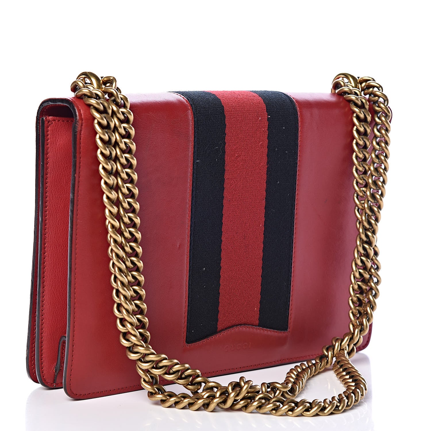Gucci Calfskin Web Medium Peony Chain Shoulder Bag Red 3 of 16