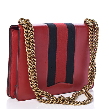 Gucci Calfskin Web Medium Peony Chain Shoulder Bag Red 3 of 16