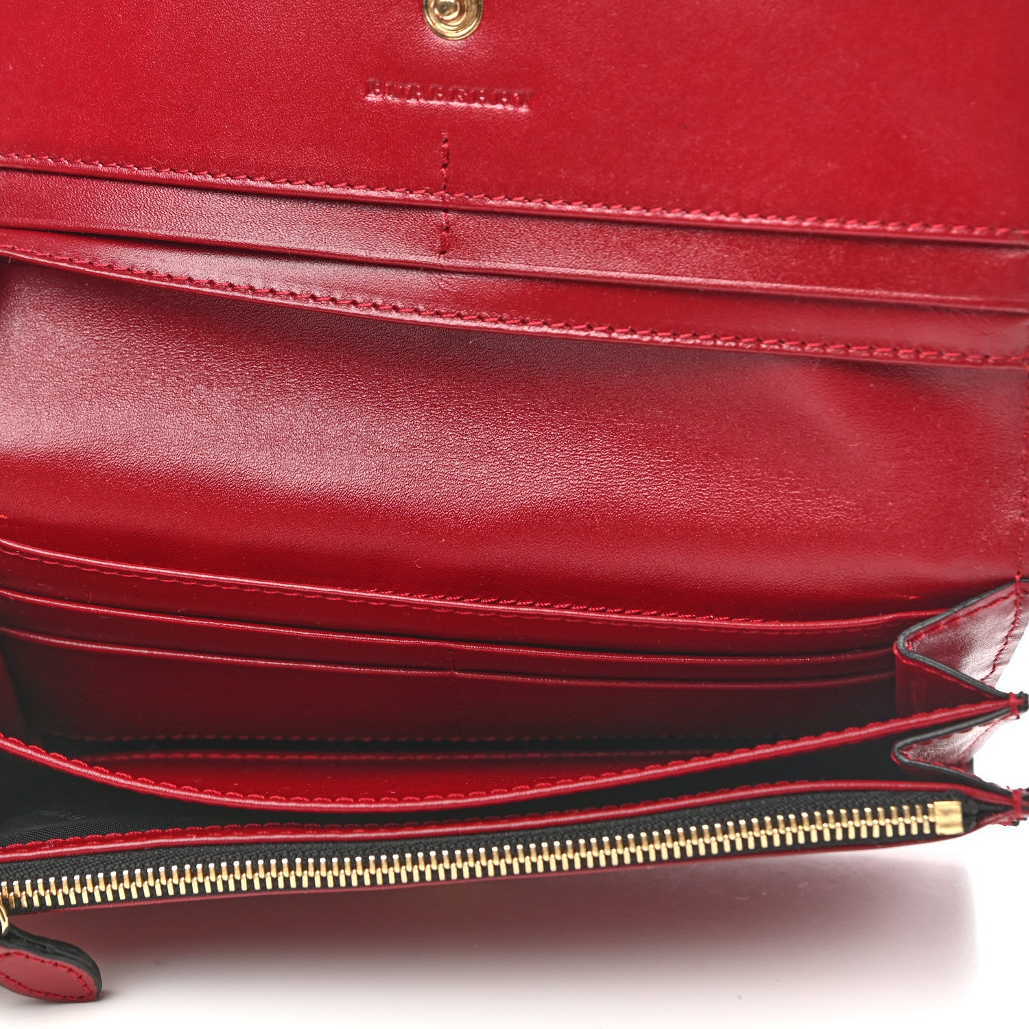 Burberry Signature Grain Calfskin Check Embossed Continental Wallet Military Red 5 of 11