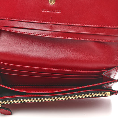 Burberry Signature Grain Calfskin Check Embossed Continental Wallet Military Red 5 of 11