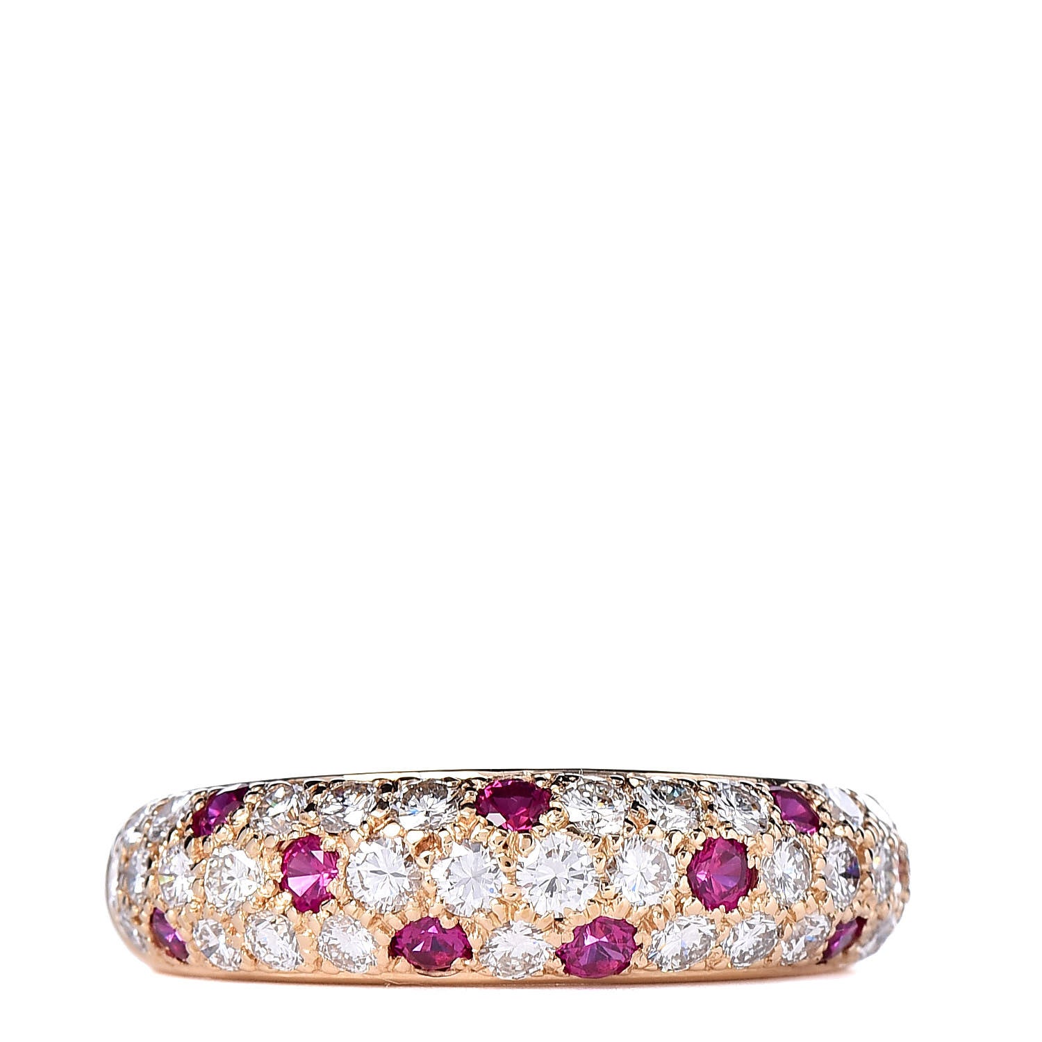 Cartier 18K Yellow Gold Diamond Ruby 6mm Mimi Ring 55 7.25 1 of 5