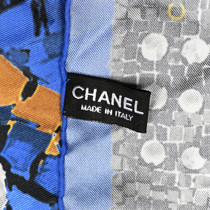 Chanel Silk CC Square Scarf Blue Multicolor 3 of 3